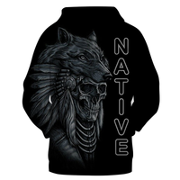 Native American Skull and Wolf All Over Hoodie v2 LT10 - Wonder Print Shop