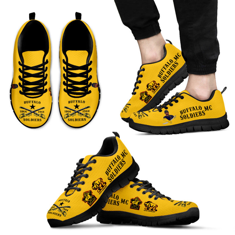 (Custom Personalised) Buffalo Soldiers Motorcycle Club BSMC Sneakers - Gold LT8 - Wonder Print Shop