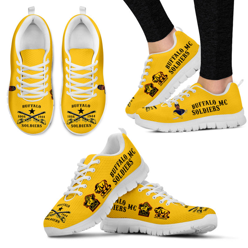 (Custom Personalised) Buffalo Soldiers Motorcycle Club BSMC Sneakers - Gold LT8 - Wonder Print Shop