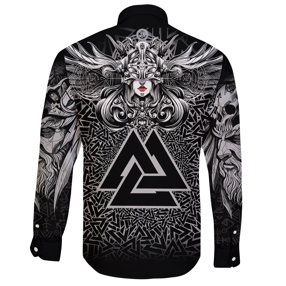 Viking Valkyrie Long Sleeve Shirt - Valknut Pattern RLT12 - Wonder Print Shop