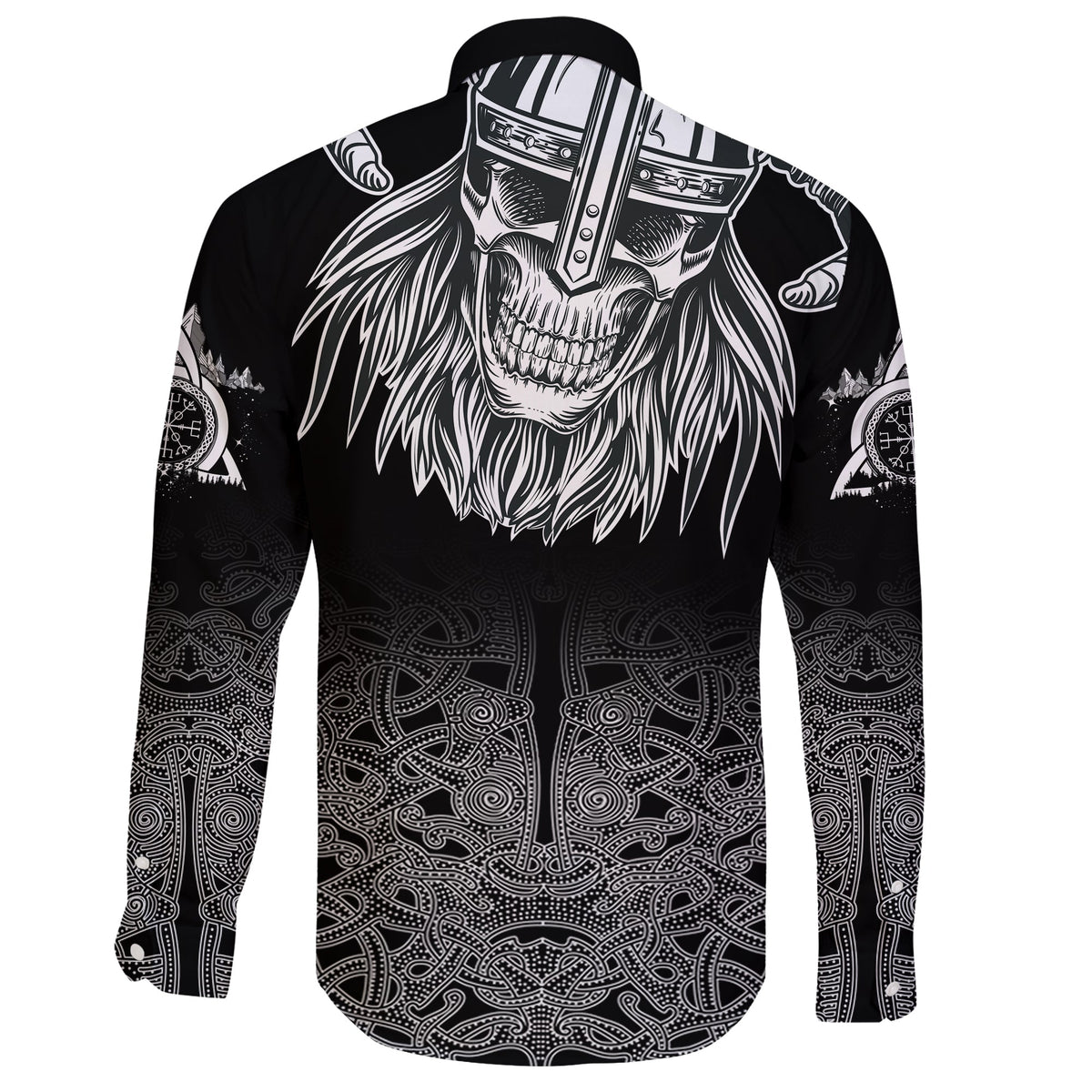 Skull Viking Long Sleeve Shirt Ornate Pattern RLT12 - Wonder Print Shop