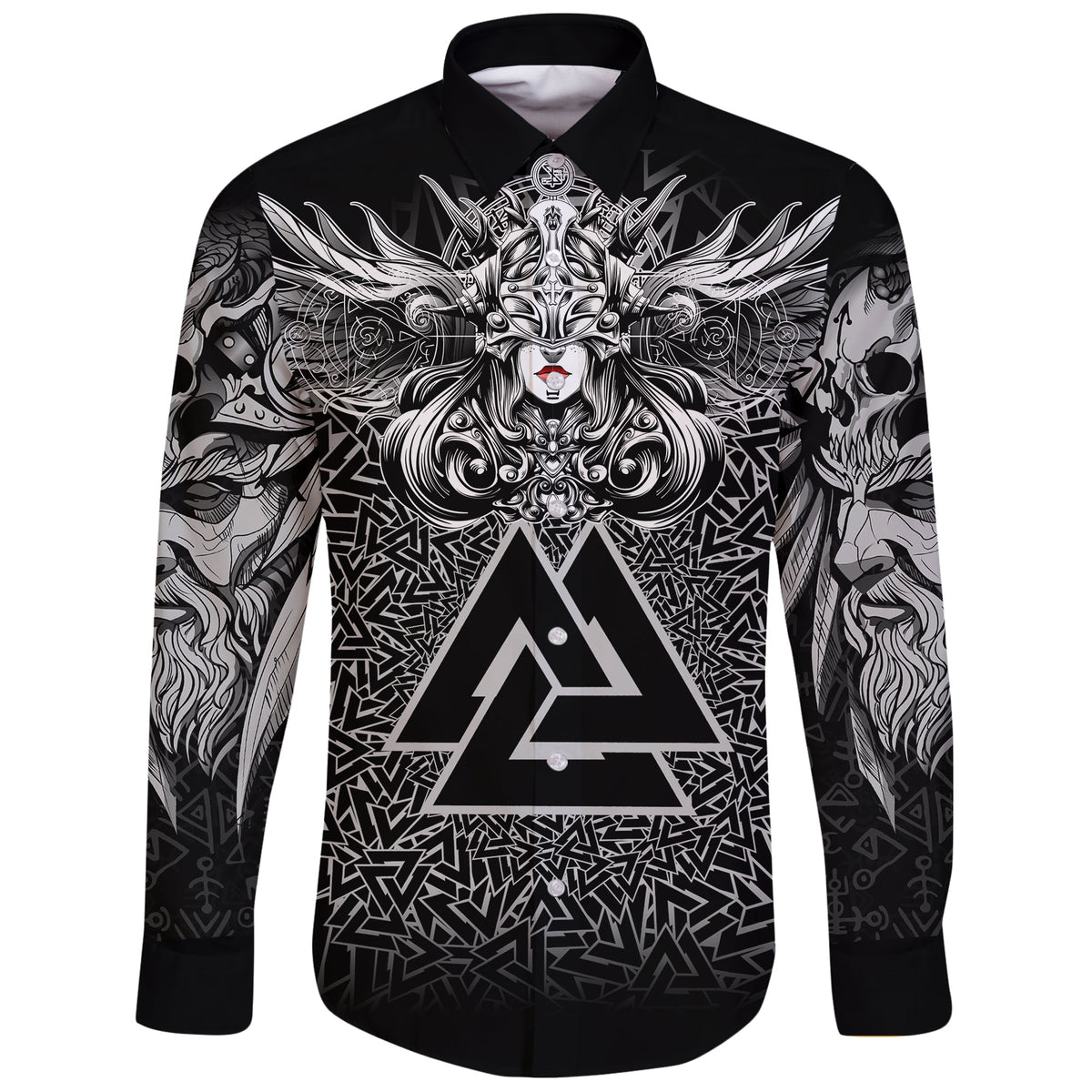 Viking Valkyrie Long Sleeve Shirt - Valknut Pattern RLT12 - Wonder Print Shop