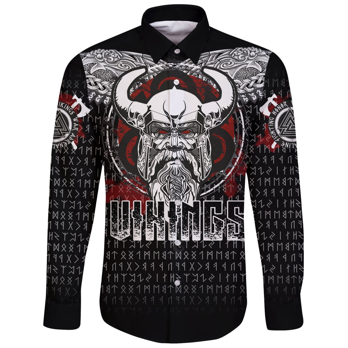 Viking Odin Honor Long Sleeve Shirt - Viking Pattern RLT12 - Wonder Print Shop
