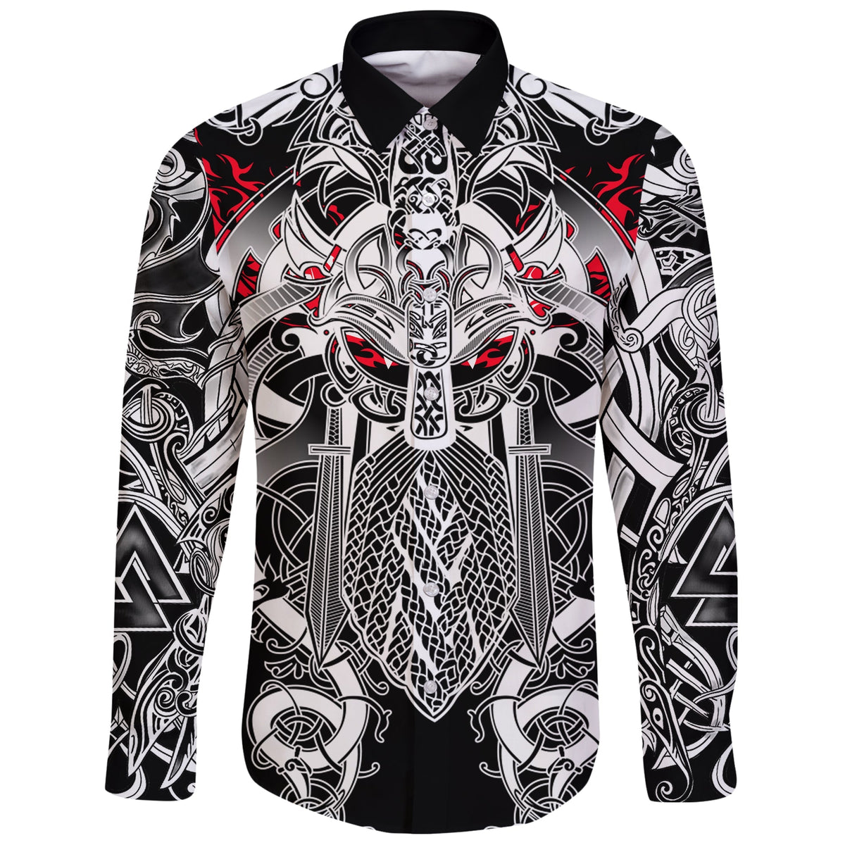 Viking Long Sleeve Button Shirt Odin Eternal Flame RLT12 - Wonder Print Shop