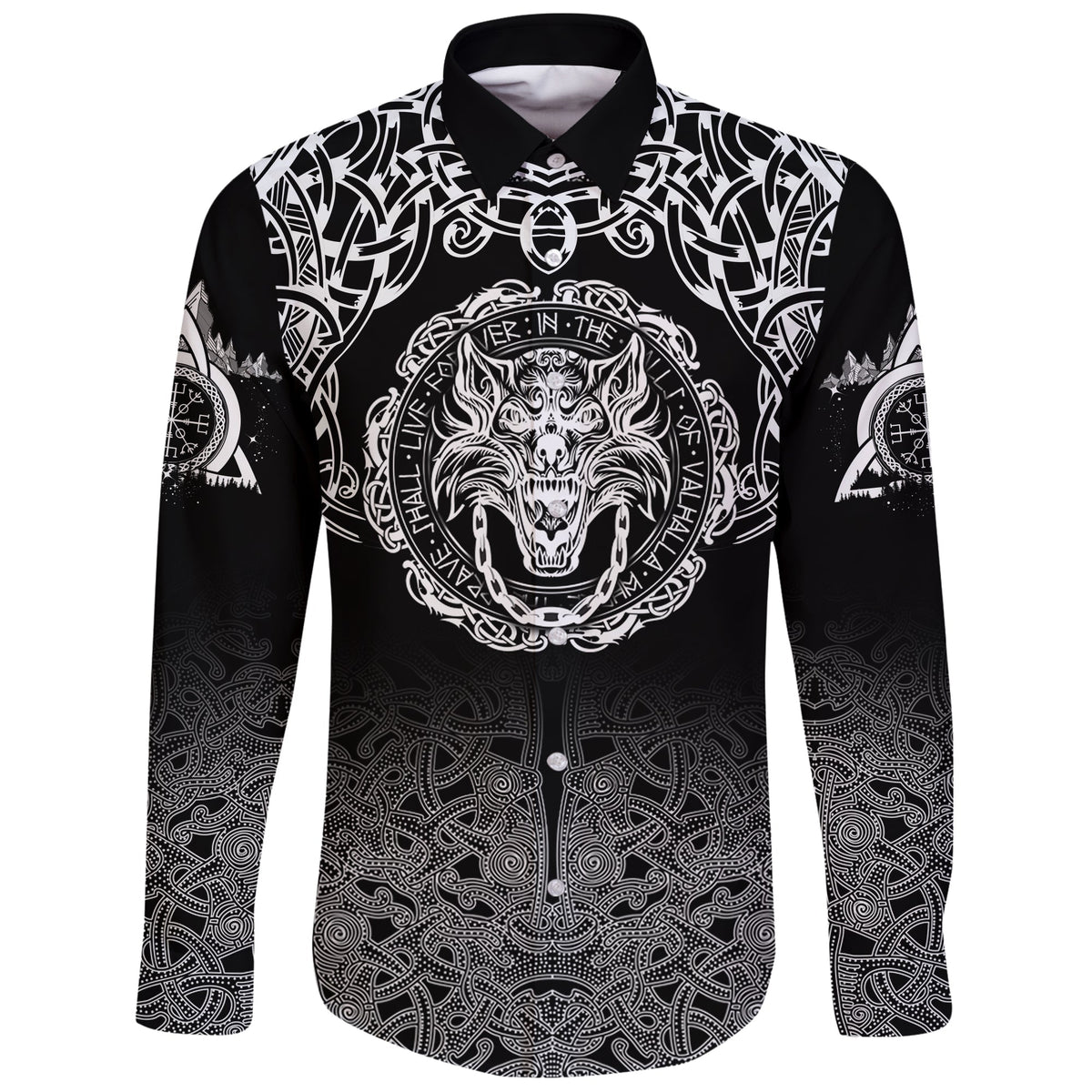 Fenrir Valhalla Long Sleeve Shirt - Ornate Pattern 1 RLT12 - Wonder Print Shop