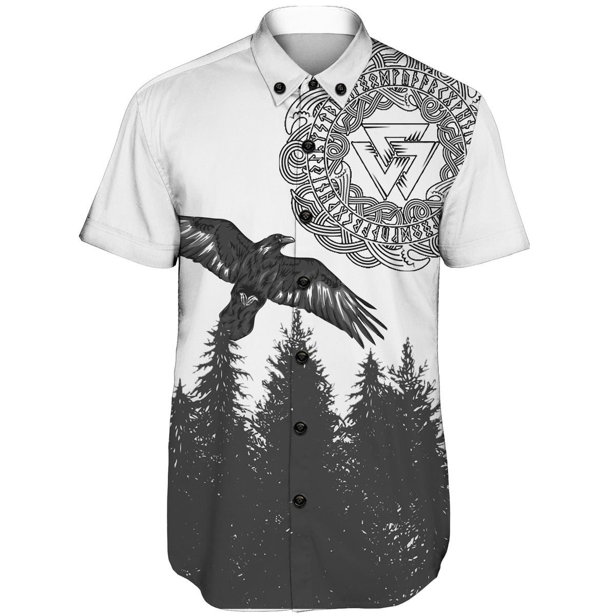 viking-raven-and-wolf-in-pine-forest-shorts-sleeve-shirt