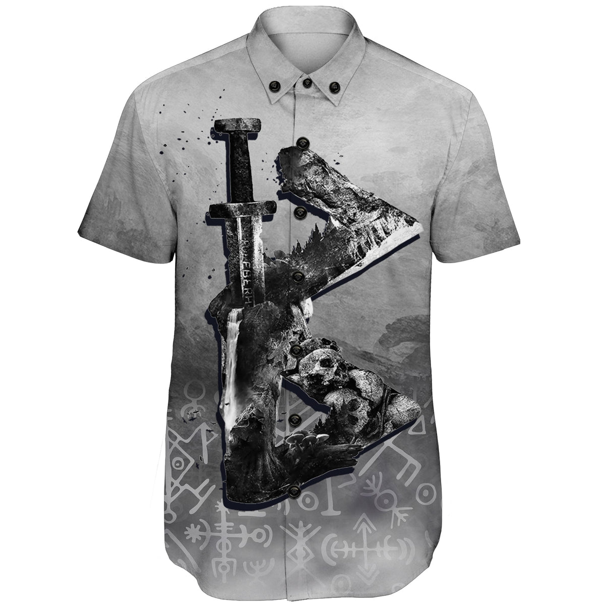 Viking Long Sleeve Button Shirt Berkana Rune RLT12 - Wonder Print Shop