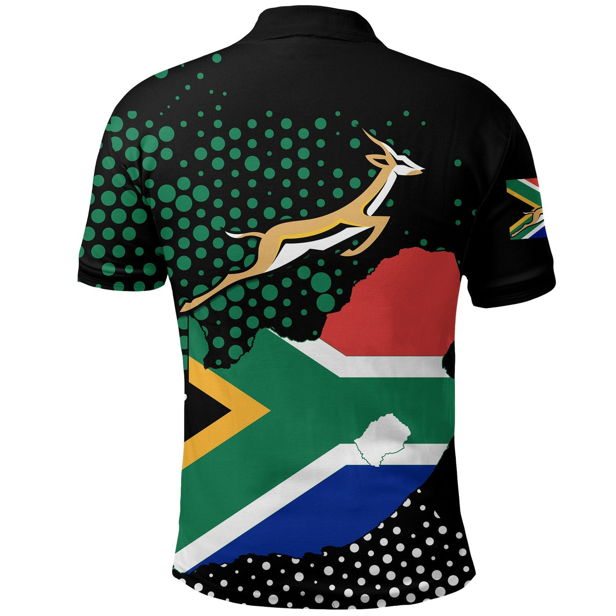 South Africa Polo Shirt Map Flag Springbok - Wonder Print Shop