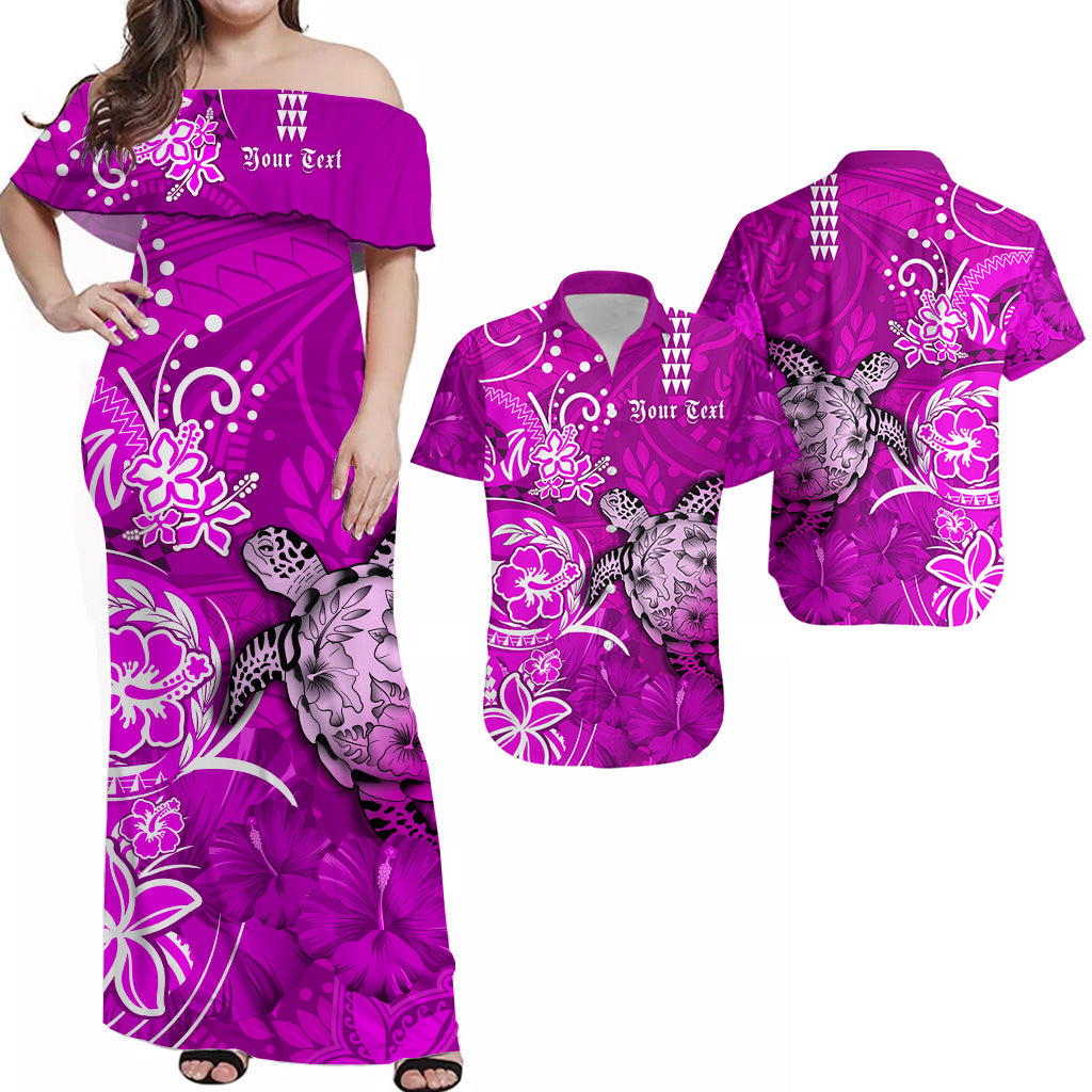 Personalised Hawaii Matching Hawaiian Shirt And Dress Polynesia Pink Sea Turtle Honu and Hibiscus LT13 - Wonder Print Shop