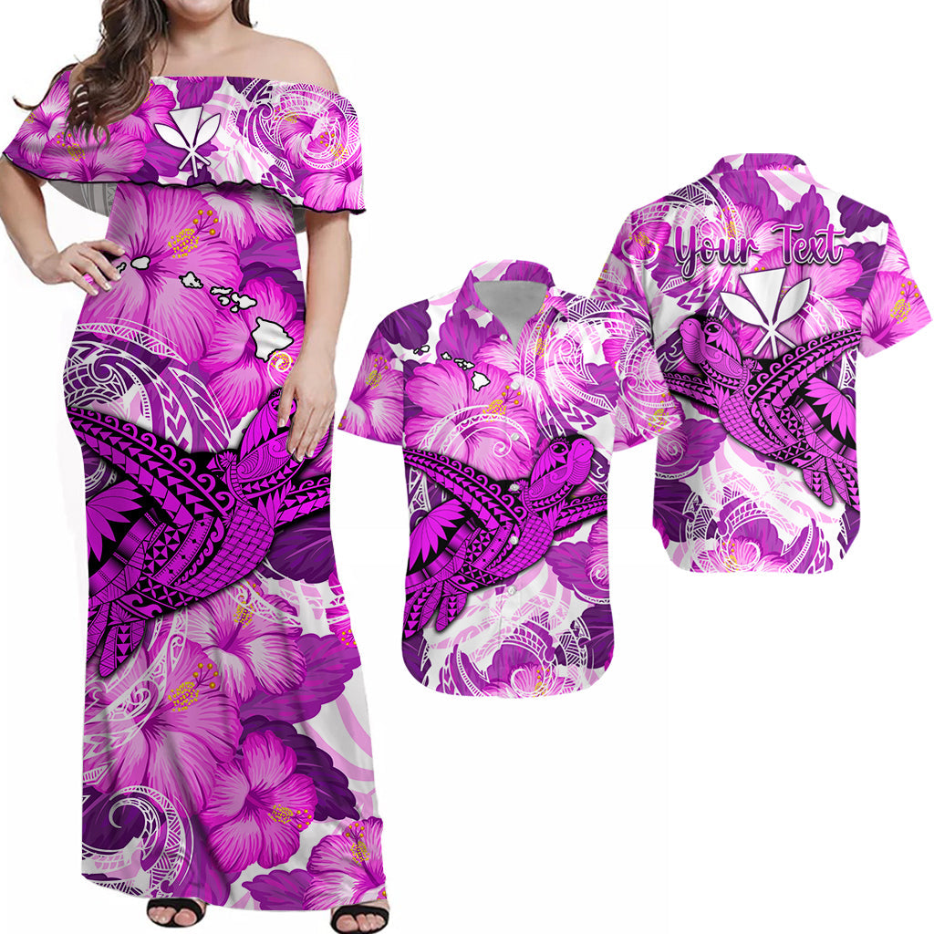 Personalised Hawaii Matching Hawaiian Shirt And Dress Pink Polynesian Turtle and Hibiscus LT13 - Wonder Print Shop