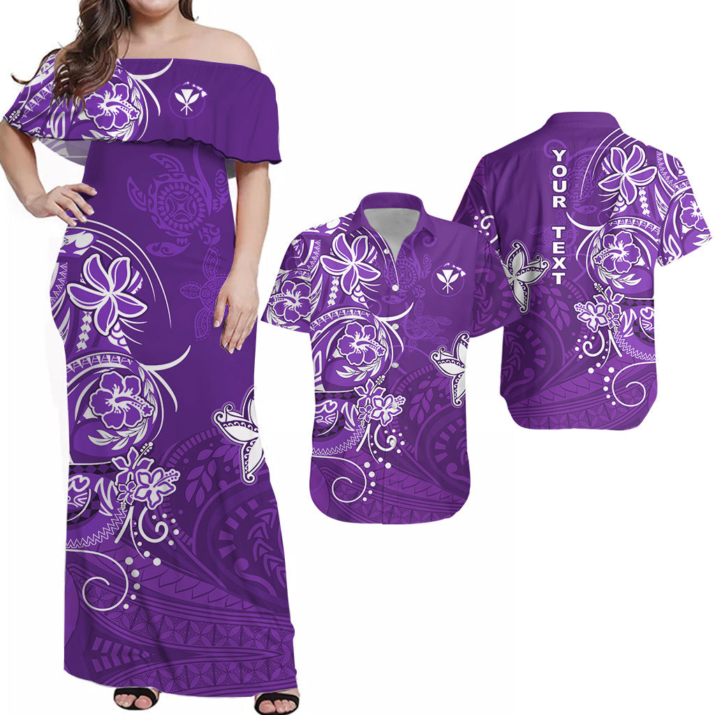 Personalised Hawaii Matching Hawaiian Shirt And Dress Polynesia Purple Sea Turtle Honu and Map LT13 - Wonder Print Shop