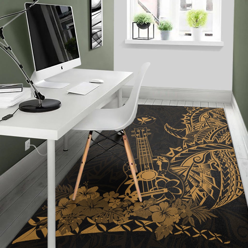 Hawaii Polynesian Area Rug Ukulele Gold LT13 - Wonder Print Shop