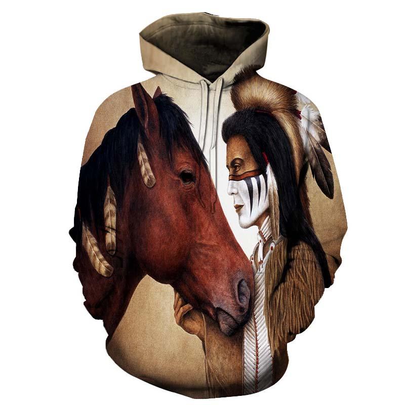 Chief and Horse Native American All Over Hoodie LT10 - Wonder Print Shop