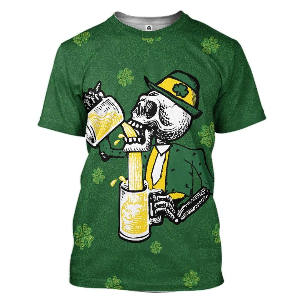 St Patrick's Day Drunk Skull T Shirt LT8 - Wonder Print Shop