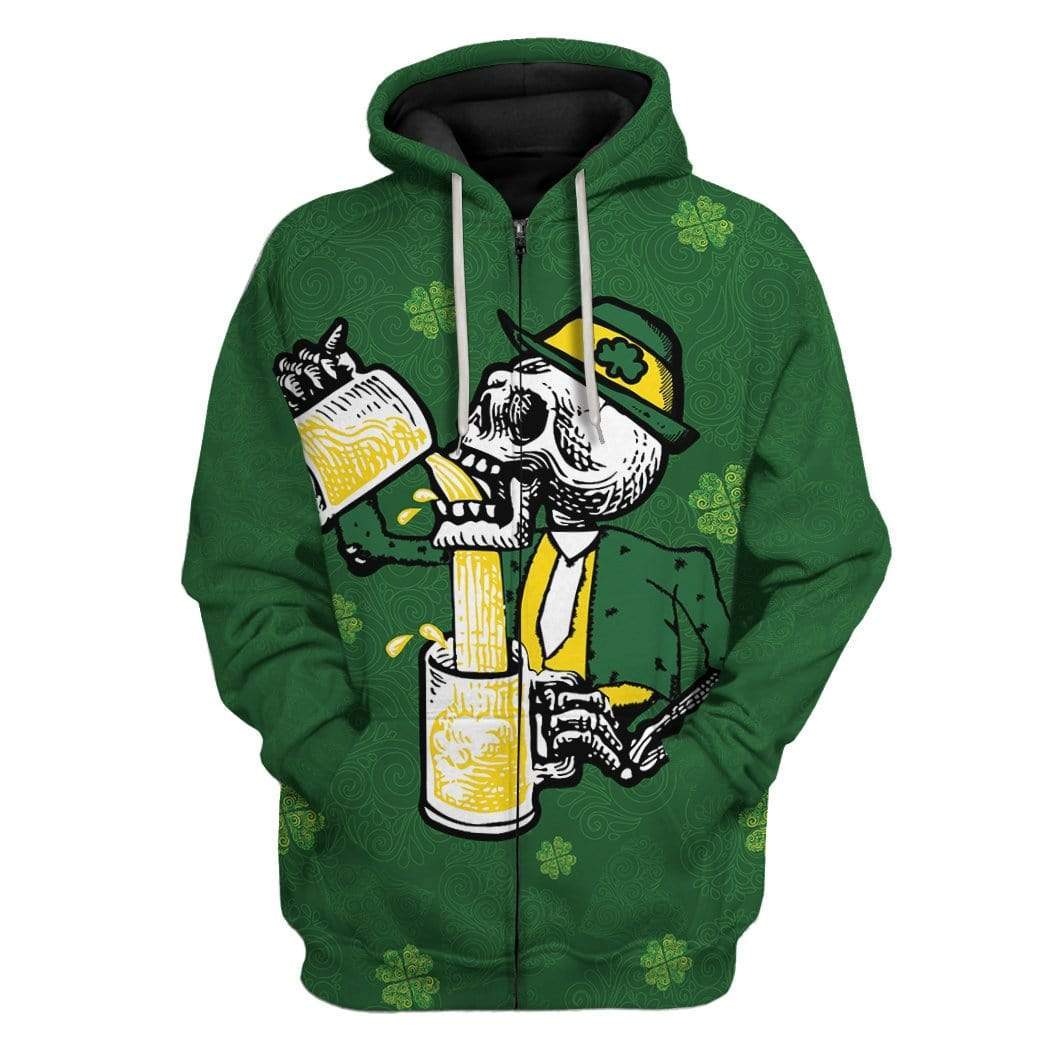 St Patricks Day Hoodie Drunk Skull LT8 - Wonder Print Shop