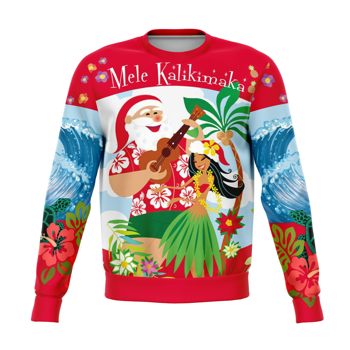 Hawaii Christmas Sweatshirt - Mele Kalikimaka Santa Claus - Wonder Print Shop