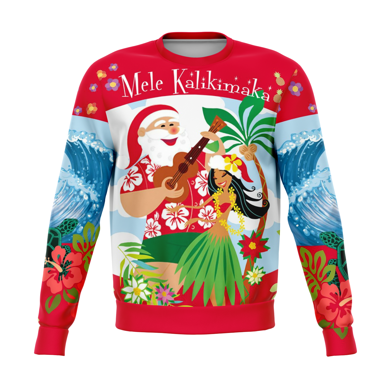 Hawaii Christmas Sweatshirt - Mele Kalikimaka Santa Claus - Wonder Print Shop