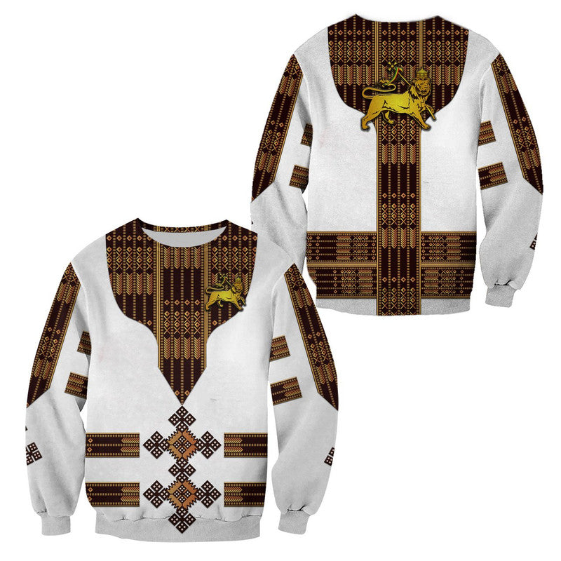 Ethiopia Sweatshirt Ethiopian Lion Of Judah Tibeb Vibes - White LT8 - Wonder Print Shop