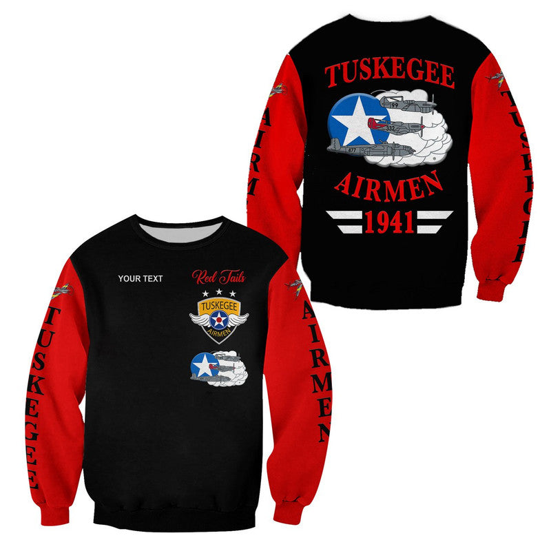 (Custom Personalised) Tuskegee Airmen Sweatshirt The Red Tails Simplified Vibes - Black Red LT8 - Wonder Print Shop