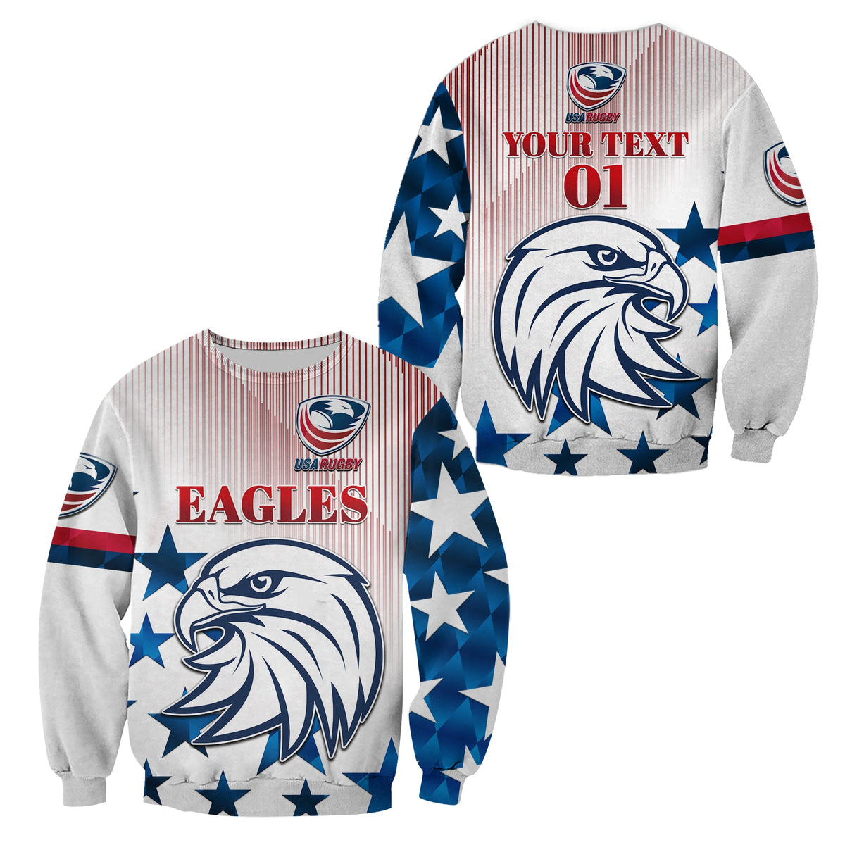 (Custom Personalised) USA Rugby Sweatshirt Original Vibes - White LT8 - Wonder Print Shop