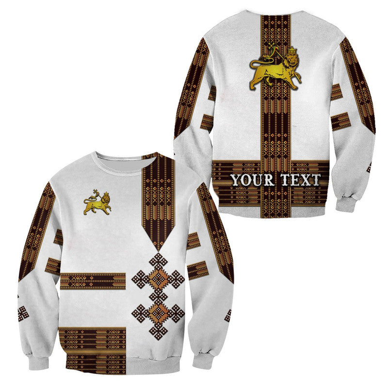(Custom Personalised) Ethiopia Sweatshirt Ethiopian Lion Of Judah Simple Tibeb Style - White LT8 - Wonder Print Shop