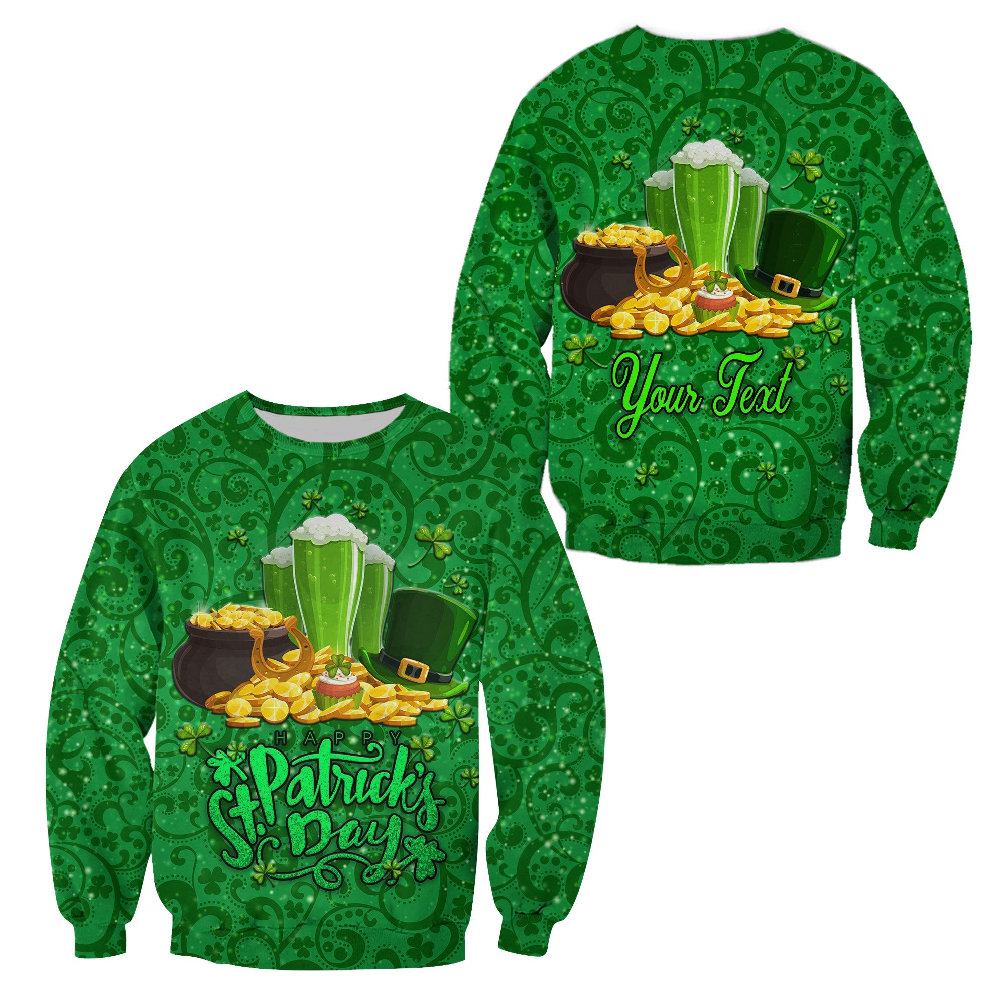 (Custom Personalised) Ireland Happy Saint Patrick's Day Sweatshirt With Shamrock LT8 - Wonder Print Shop