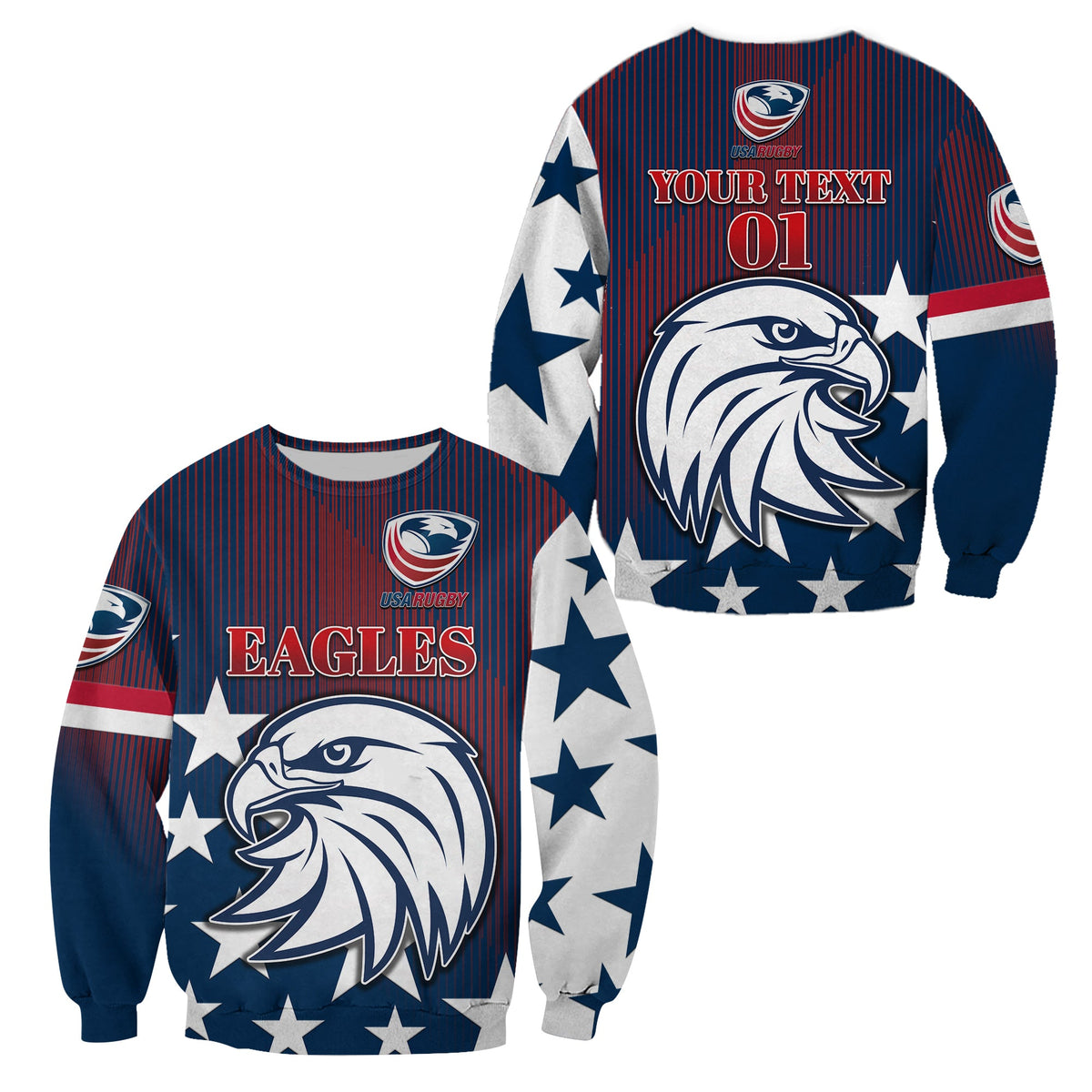 (Custom Personalised) USA Rugby Sweatshirt Original Vibes - Blue LT8 - Wonder Print Shop