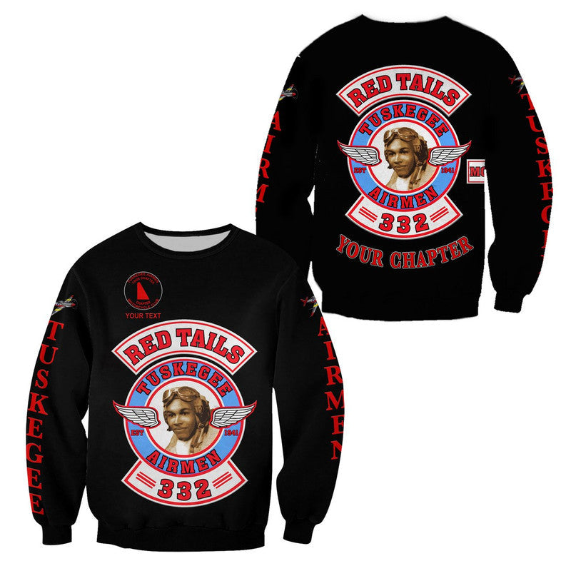 (Custom Personalised) Tuskegee Airmen Motorcycle Club Sweatshirt TAMC Red Tails Original Style - Black LT8 - Wonder Print Shop