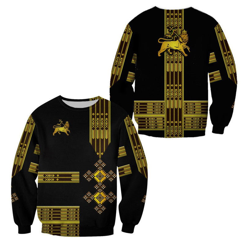 Ethiopia Sweatshirt Ethiopian Lion Of Judah Simple Tibeb Style - Black LT8 - Wonder Print Shop
