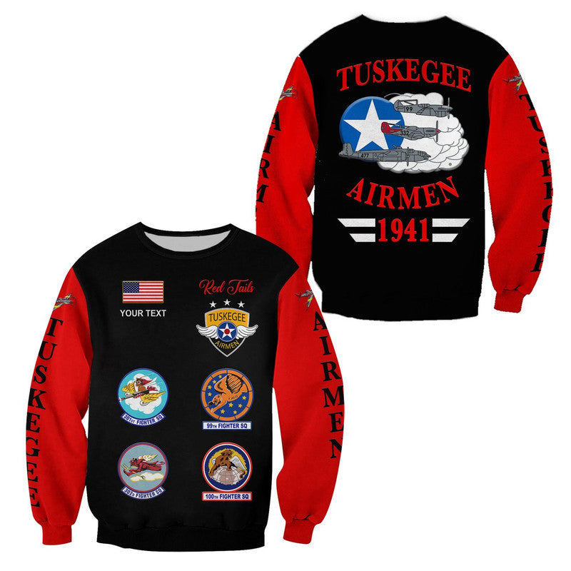 (Custom Personalised) Tuskegee Airmen Sweatshirt The Red Tails Simple Style - Black Red LT8 - Wonder Print Shop