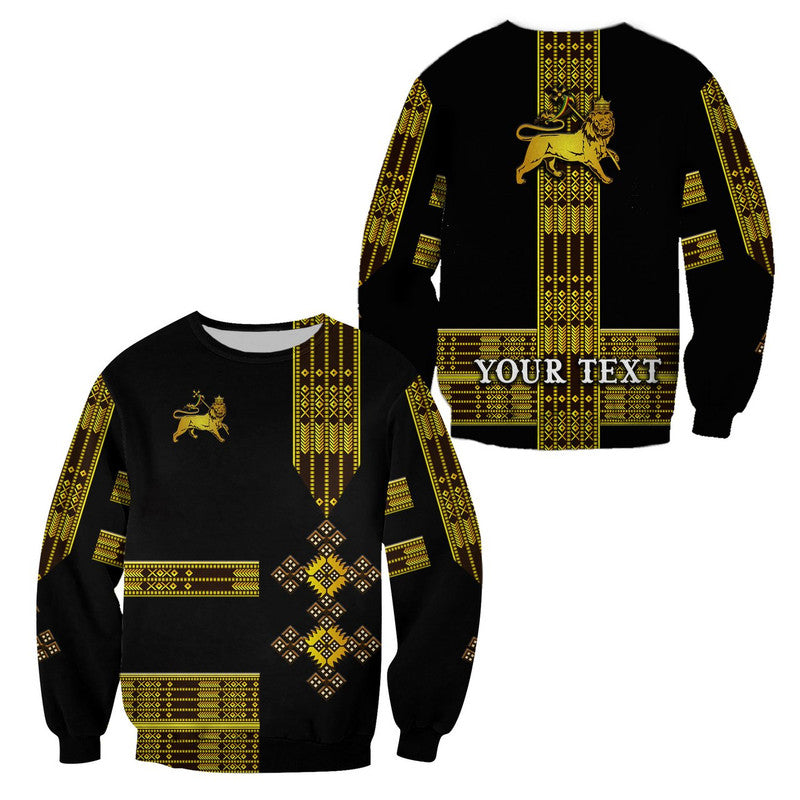 (Custom Personalised) Ethiopia Sweatshirt Ethiopian Lion Of Judah Simple Tibeb Style - Black LT8 - Wonder Print Shop
