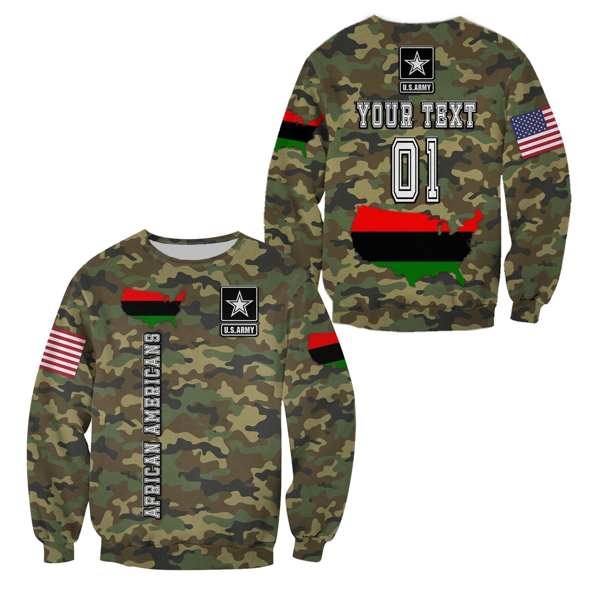 (Custom Personalised) Military of African Americans Sweatshirt Flag Simple Style LT8 - Wonder Print Shop