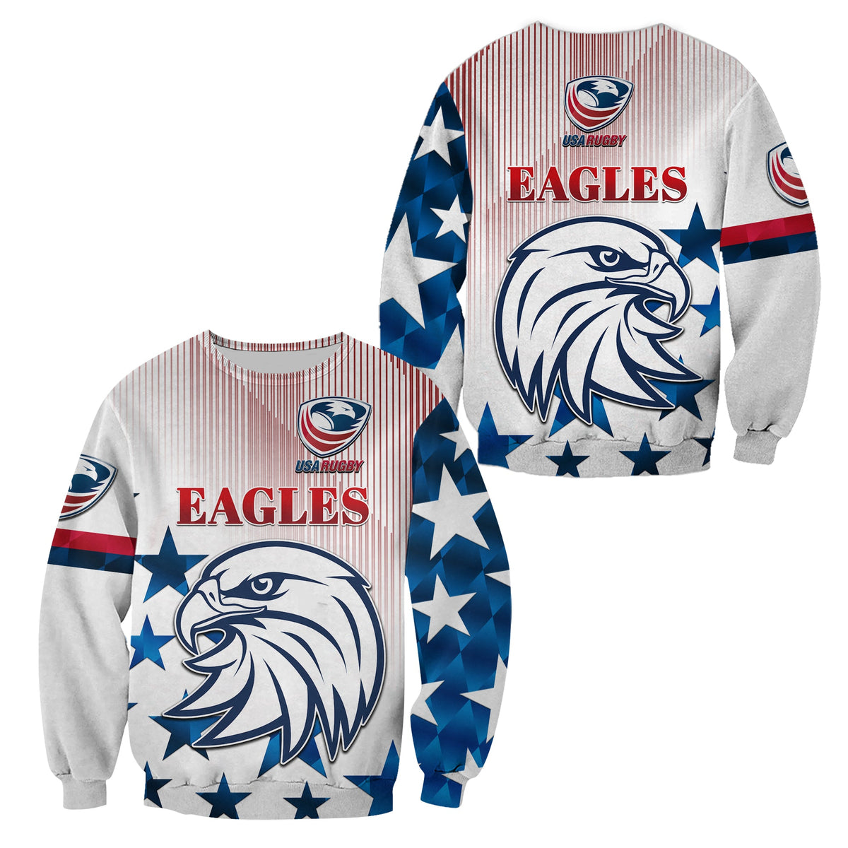 USA Rugby Sweatshirt Original Vibes White LT8 - Wonder Print Shop