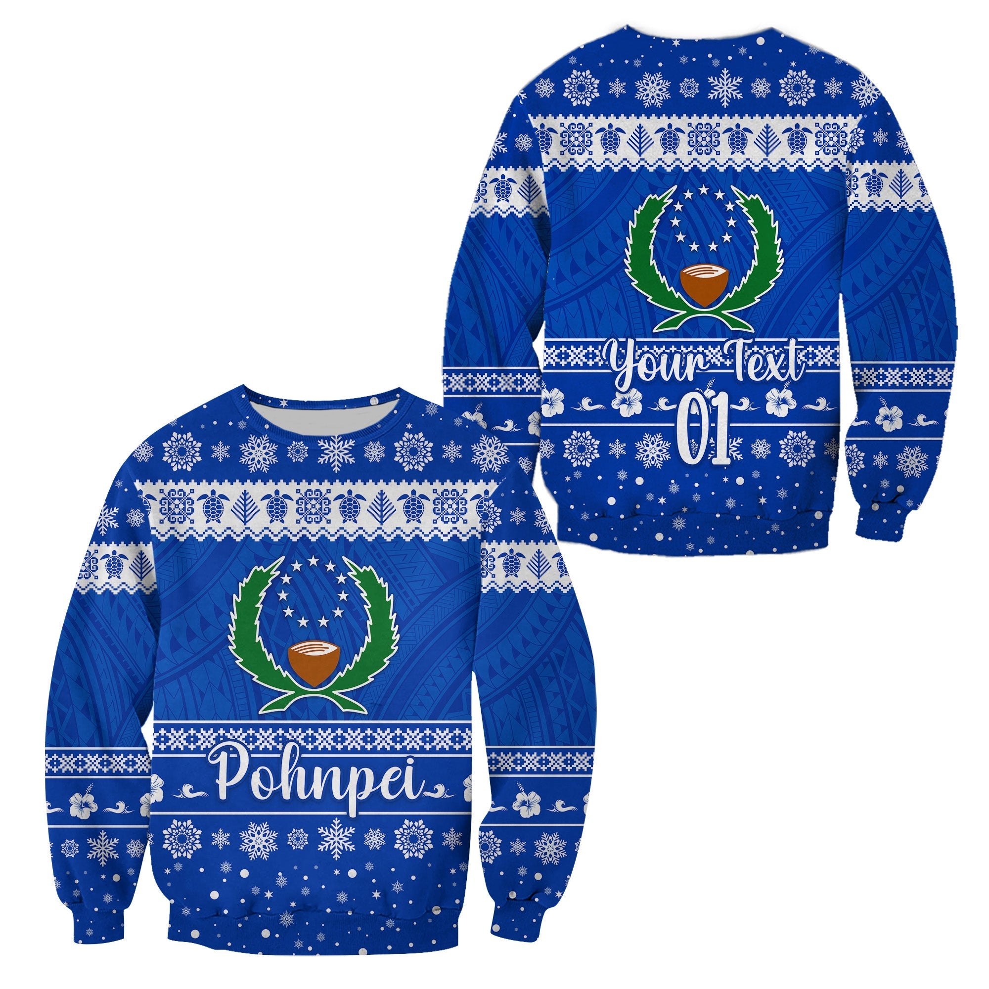(Custom Personalised) FSM Pohnpei Christmas Sweatshirt Simple Style LT8 - Wonder Print Shop