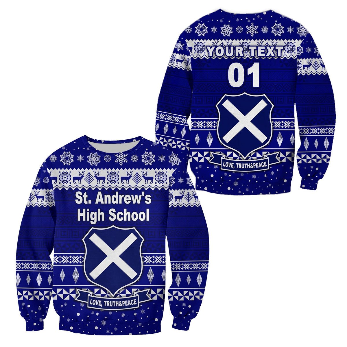 (Custom Personalised) St. Andrew's High School Christmas Sweatshirt Simple Style LT8 - Wonder Print Shop
