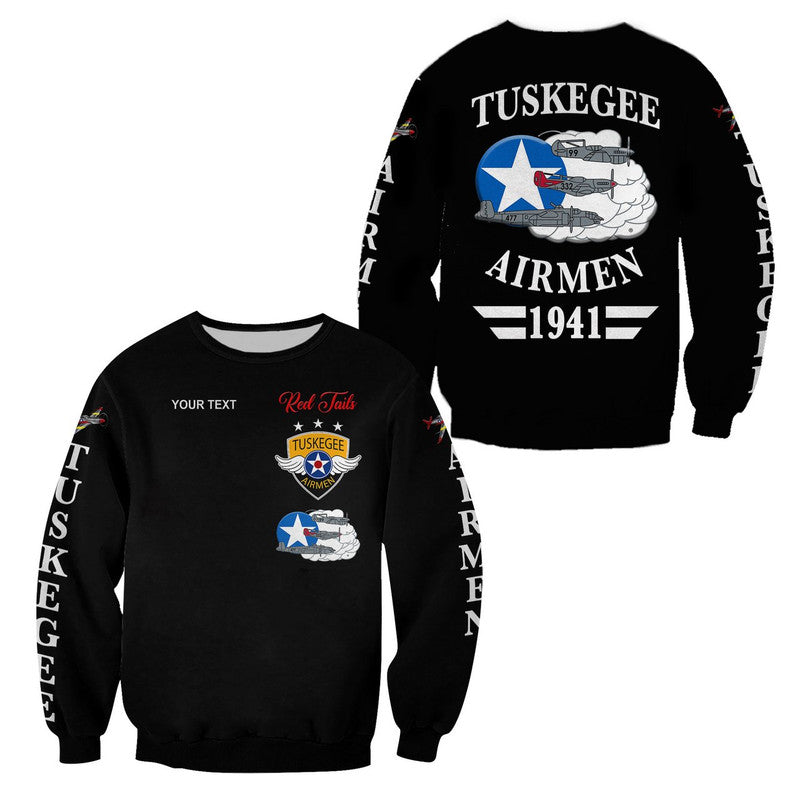 (Custom Personalised) Tuskegee Airmen Sweatshirt The Red Tails Simplified Vibes - Black LT8 - Wonder Print Shop