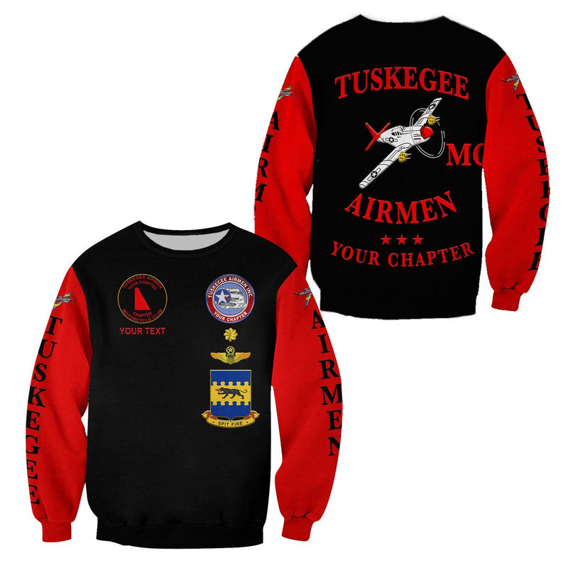 (Custom Personalised) Tuskegee Airmen Motorcycle Club Sweatshirt TAMC Spit Fire Unique Style - Black Red LT8 - Wonder Print Shop