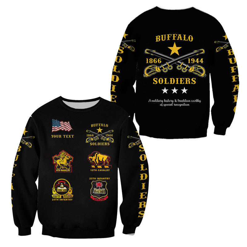 (Custom Personalised) Buffalo Soldiers Sweatshirt African American Military Original Style - Black LT8 - Wonder Print Shop