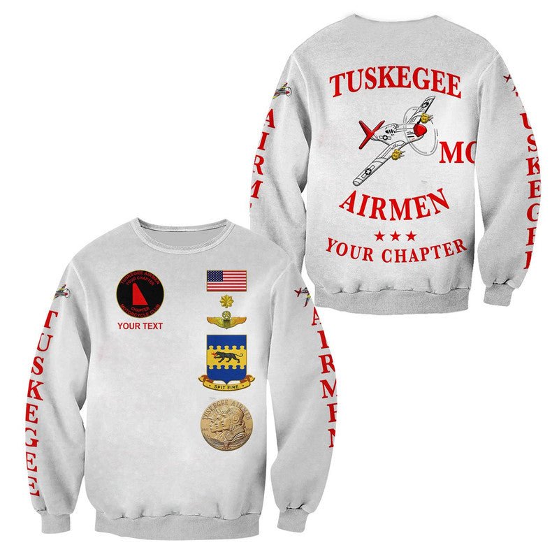(Custom Personalised) Tuskegee Airmen Motorcycle Club Sweatshirt The White Tails Simple Style - White LT8 - Wonder Print Shop