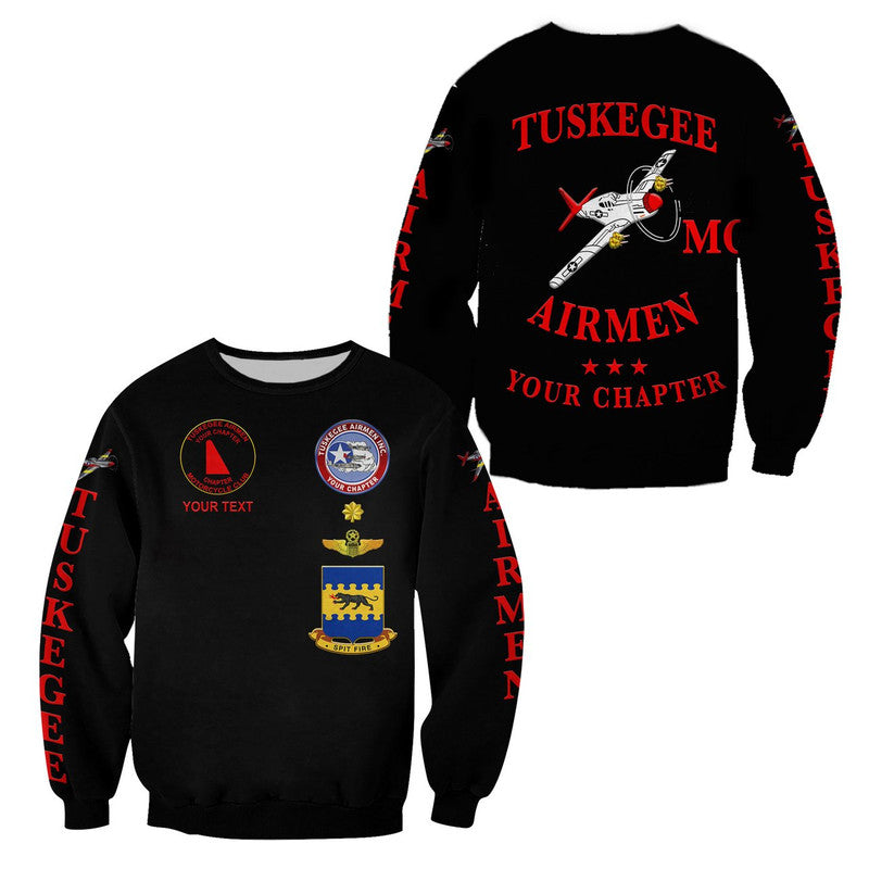 (Custom Personalised) Tuskegee Airmen Motorcycle Club Sweatshirt TAMC Spit Fire Unique Style - Black LT8 - Wonder Print Shop
