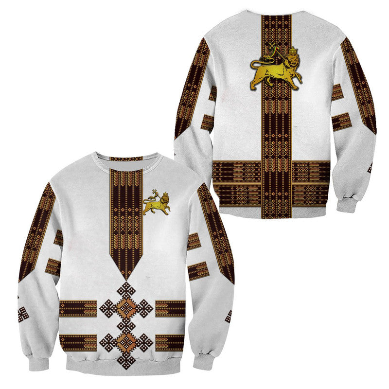 Ethiopia Sweatshirt Ethiopian Lion Of Judah Tibeb Vibes NO.1 Ver - White LT8 - Wonder Print Shop