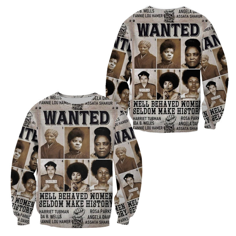 Civil Rights Female Leaders Sweatshirt Wanted Version LT8 - Wonder Print Shop