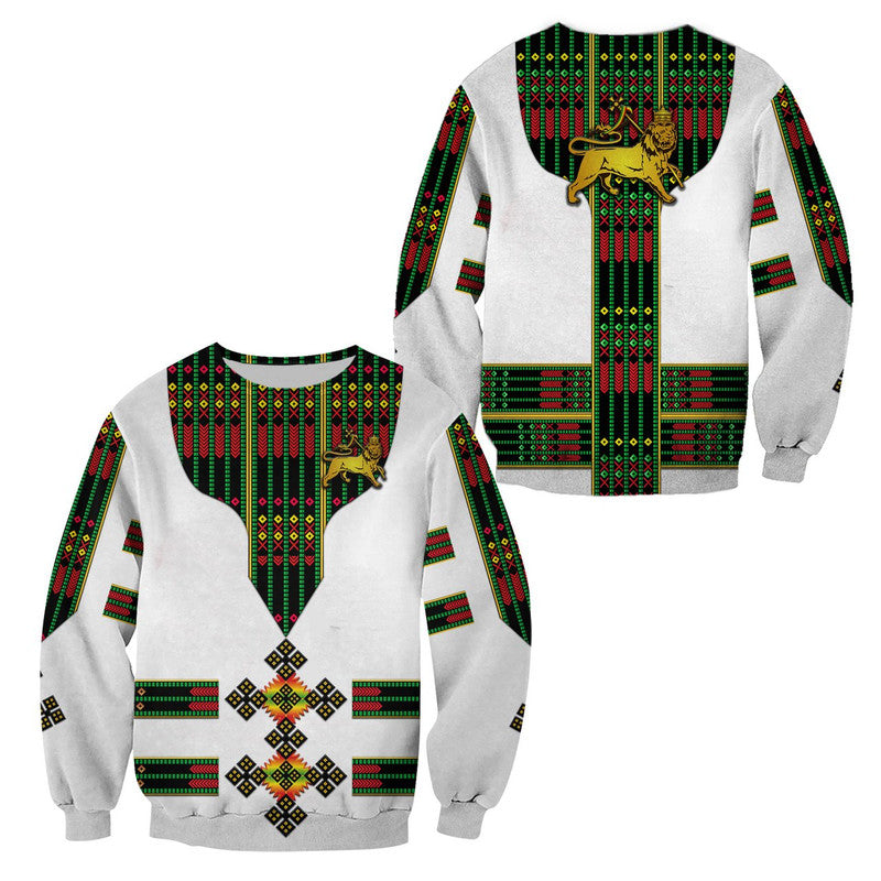 Ethiopia Sweatshirt Ethiopian Lion Of Judah Tibeb Vibes - Flag Style LT8 - Wonder Print Shop
