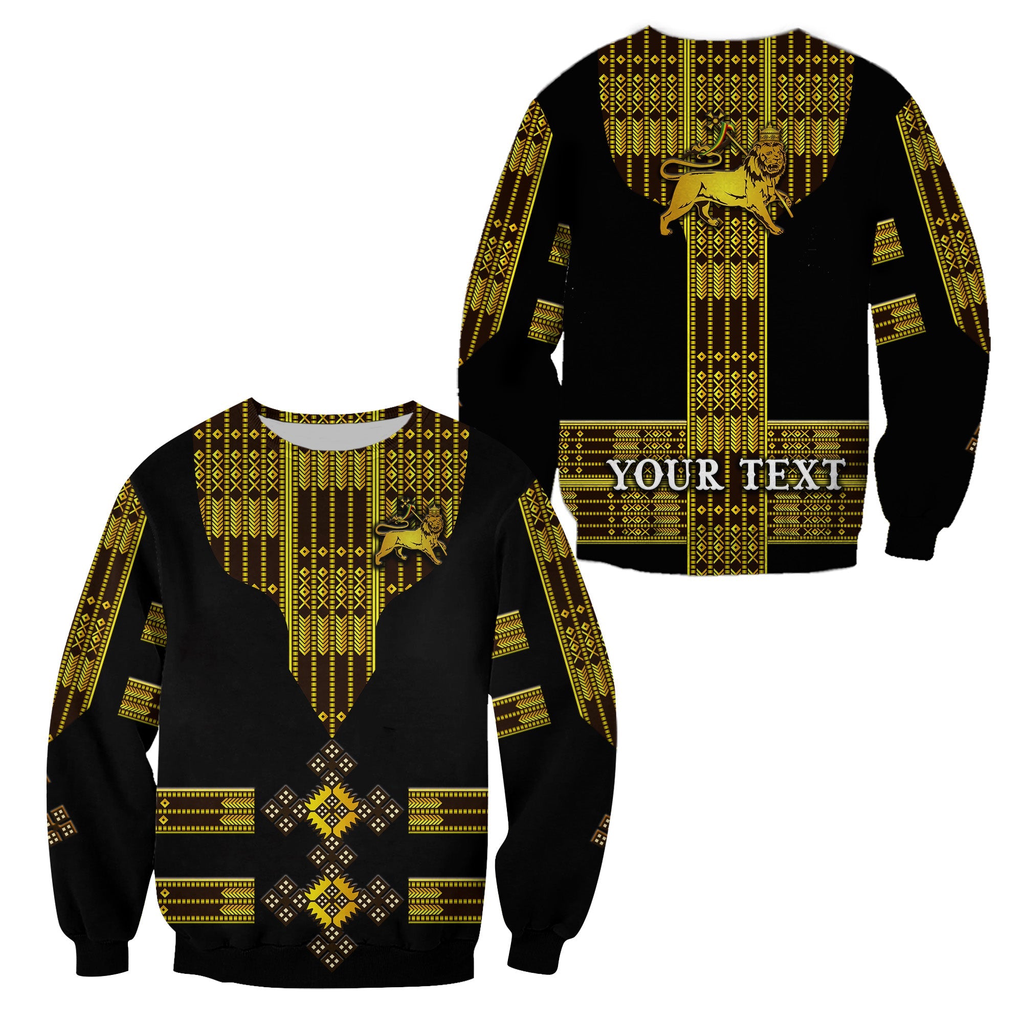 (Custom Personalised) Ethiopia Sweatshirt Ethiopian Lion Of Judah Tibeb Vibes - Black LT8 - Wonder Print Shop