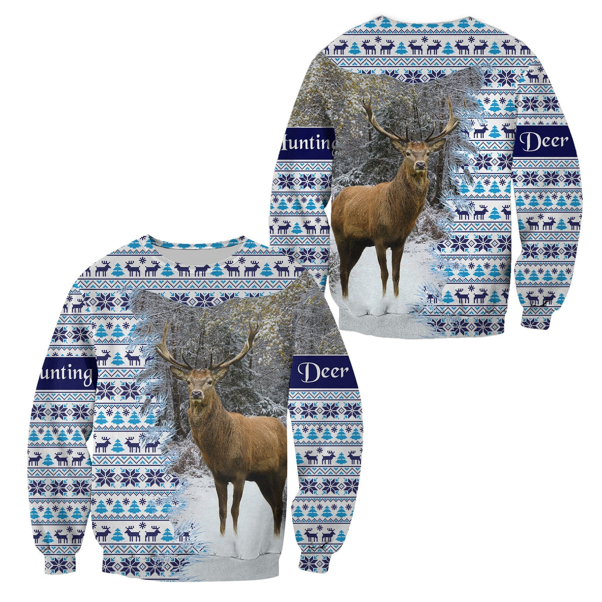 Dear Hunting Christmas Sweatshirt - White LT8 - Wonder Print Shop