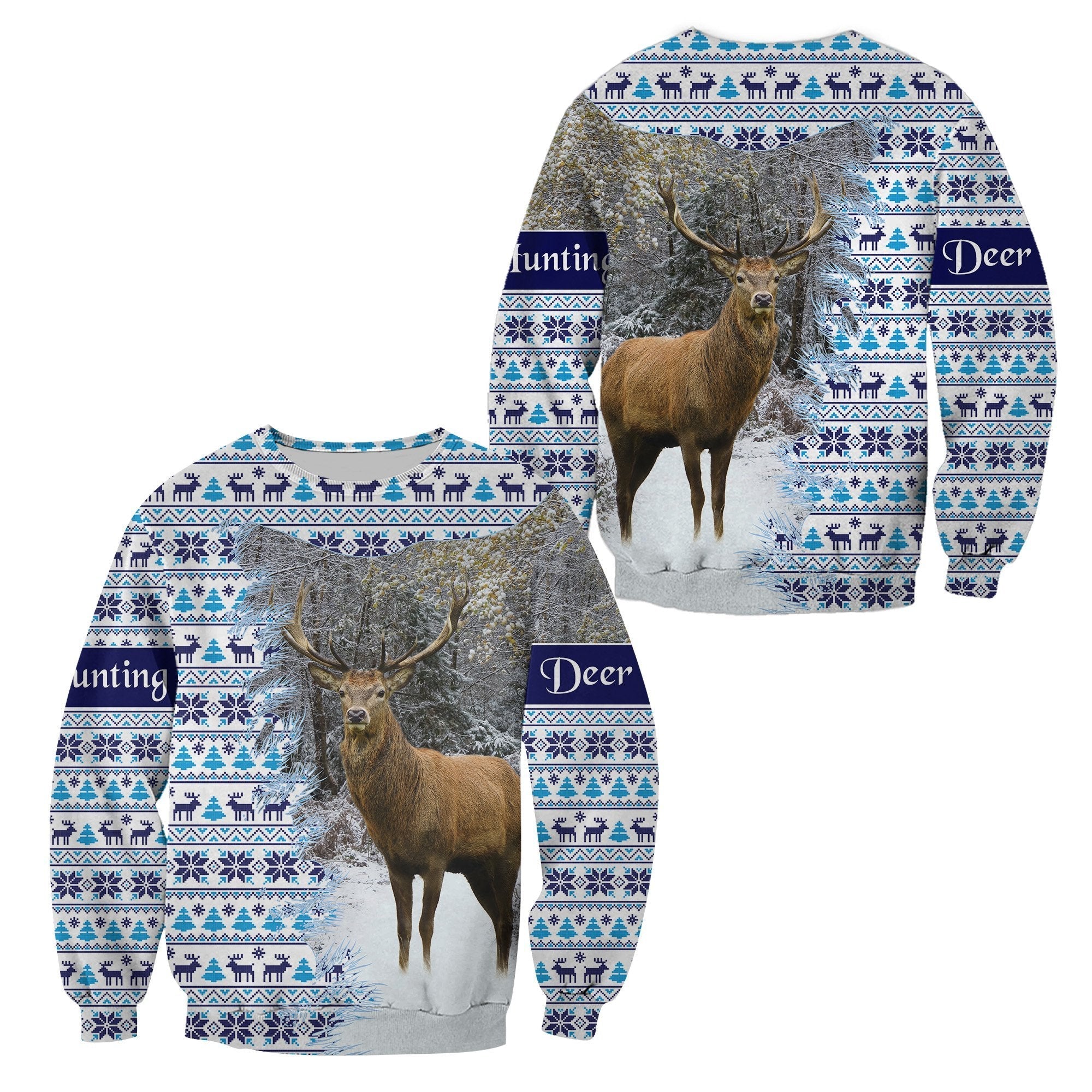 Dear Hunting Christmas Sweatshirt - White LT8 - Wonder Print Shop