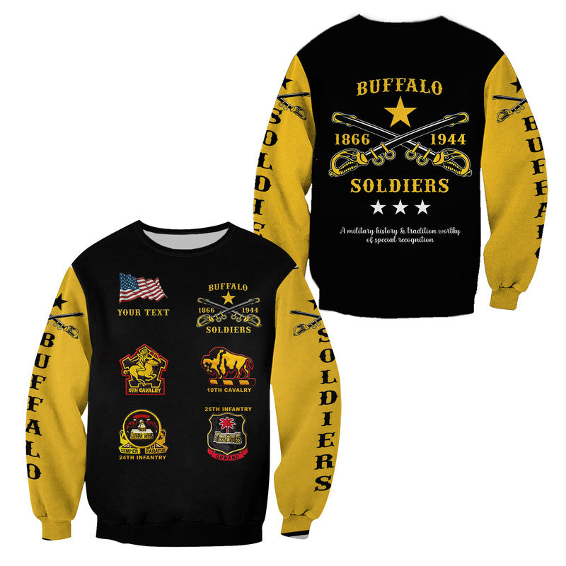 (Custom Personalised) Buffalo Soldiers Sweatshirt African American Military Original Style - Black Gold LT8 - Wonder Print Shop
