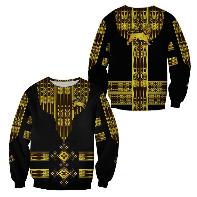 Ethiopia Sweatshirt Ethiopian Lion Of Judah Tibeb Vibes - Black LT8 - Wonder Print Shop