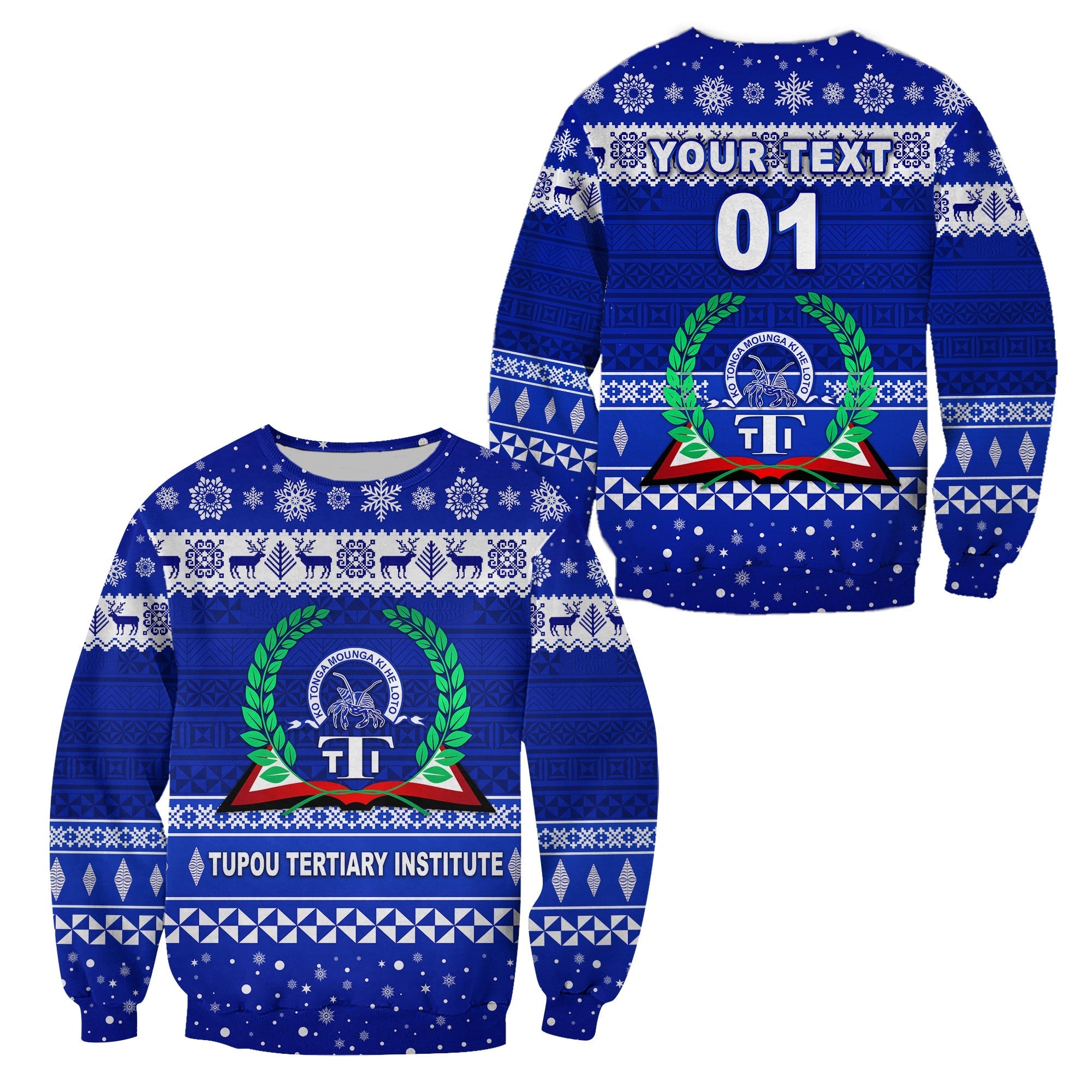(Custom Personalised) Tupou Tertiary Institute Christmas Tonga Sweatshirt Simple Style LT8 - Wonder Print Shop