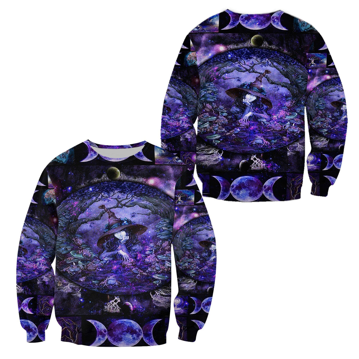 Wicca Tree Of Life With Witch Sweatshirt Simple Vibes LT8 - Wonder Print Shop